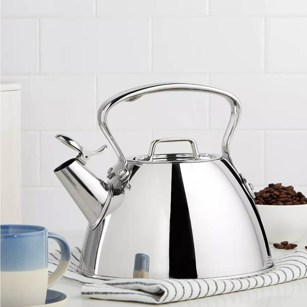 Elegant Silver Tea Kettle with Whistle